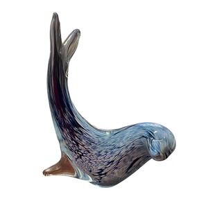 Vintage Swedish‎ MCM Art Glass Paperweight Seal Sea Lion FM Konstglas Ronneby